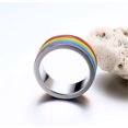 thumbnail image 3 of PAMTIER Men's Women's Stainless Steel 9MM Classic Rainbow Wedding Band Gay Lesbian LGBT Pride Ring Silver Size 9, 3 of 5