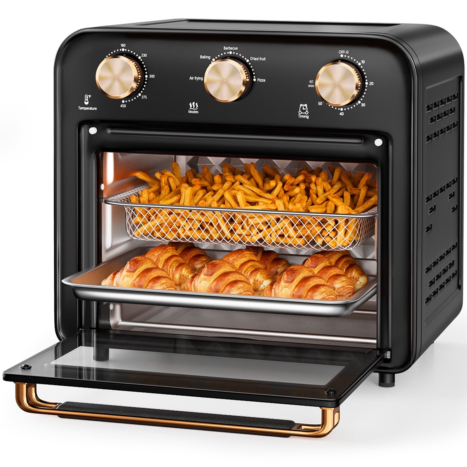 TINANA 5-in-1 Air Fryer Toaster Oven Countertop, 1300W 17 Qt, 4-Slice Convection Ovens Combo, Oil-Less Air Fry, Roast, Bake Broil Toast, Timer