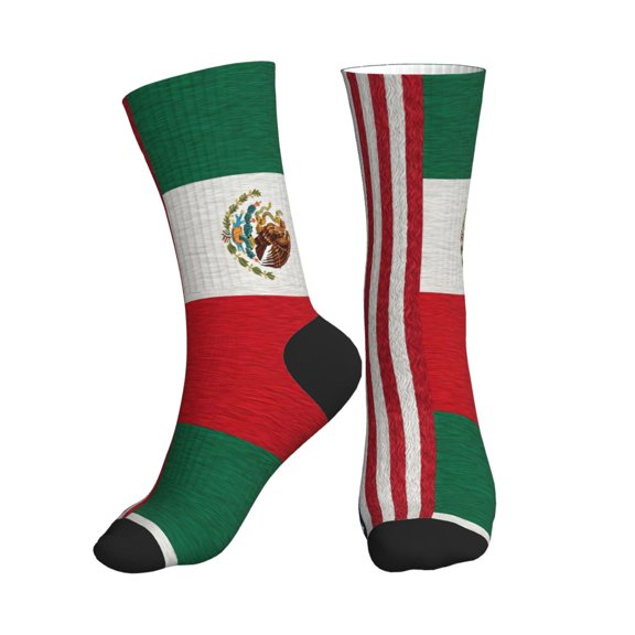Women's Men's America Mexican Flag Colorful Novelty Pattern Crew Athletic Socks