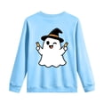 thumbnail image 5 of Girls Halloween Sweatshirt Crew Neck Long Sleeve Cartoon Hat Ghost with Candy Printed Pullover Tops Blue 7-8 Years, 5 of 9