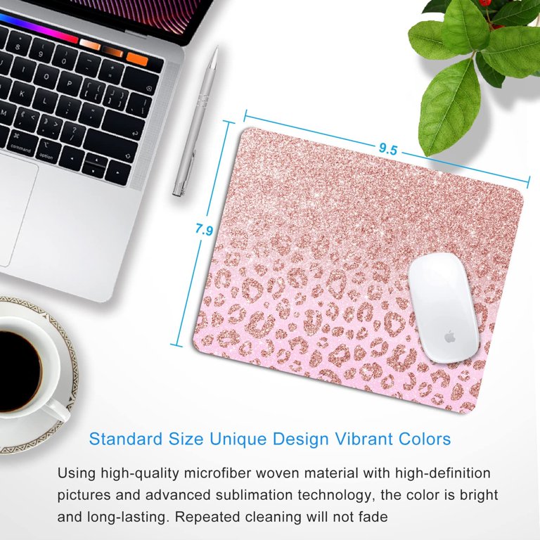 Mouse pad Pink Cheetah Mousepad Plants Office Decor for Women Men