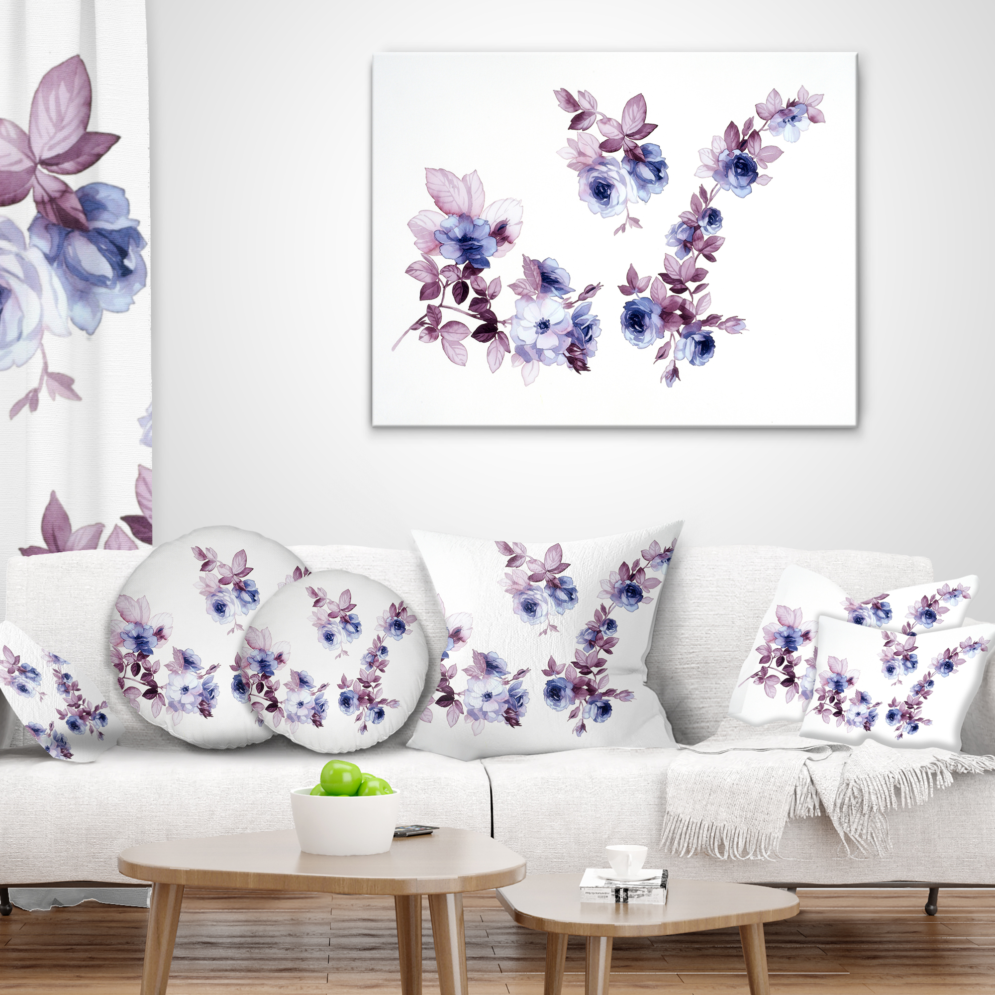 Designart Watercolor Flowers - Floral Throw Pillow - 16x16