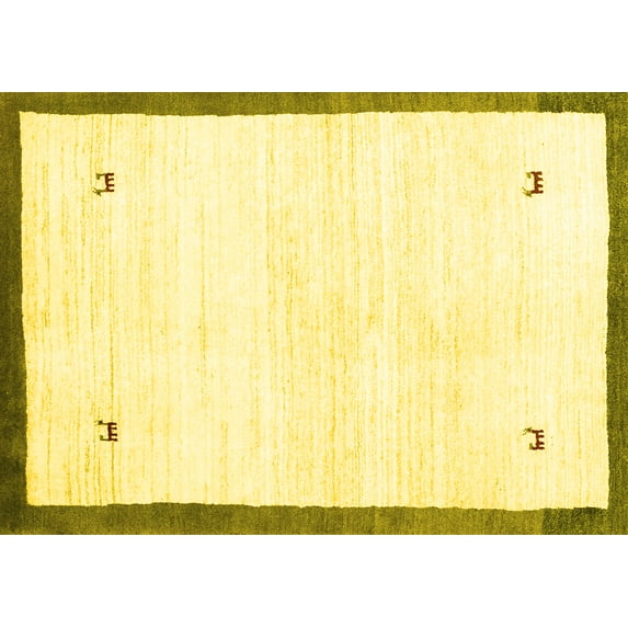 Ahgly Company Machine Washable Indoor Rectangle Solid Yellow Modern Area Rugs, 4' x 6'