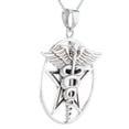 thumbnail image 2 of Jewelry Trends Caduceus Star Pentagram Pentacle Sterling Silver Pendant Necklace 18", 2 of 9