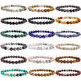 thumbnail image 4 of Pulsera de piedra natural para hombres y mujeres, joyería de cuarzo rosa, ópalo, turquesa, ágata, jaspe, 6 mm, 8 mm, 4 of 5