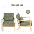 thumbnail image 5 of PAPROOS Mid Century Modern Accent Chair with Arms, Upholstered Reading Chair with Solid Rubberwood Frame, Lumbar Pillow and Thick Cushion for Living Room Bedroom, Green, 5 of 9