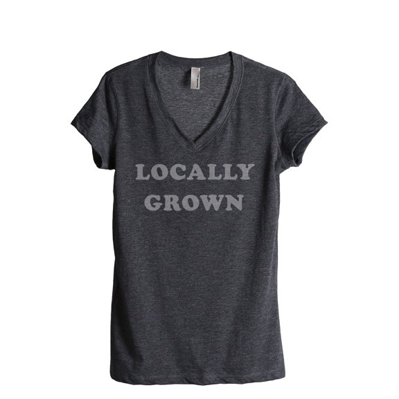 Locally Grown Women's Fashion Relaxed V-Neck T-Shirt Tee Charcoal Grey Small