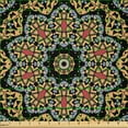 thumbnail image 2 of Ambesonne Orange Mandala Fabric by the Yard Microfiber, Eastern Mosaic Art, 3 Yards, Black Pale Maroon, 2 of 2