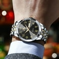 thumbnail image 5 of OLEVS Watch for Men Business Dress Diamond Analog Quartz Date Luxury Classic Stainless Steel Waterproof Luminous Two Tone Wrist Watch Black Dial, 5 of 14