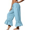 thumbnail image 3 of HAiming Plus Size Boho Pants for Women Ruffle Baggy Loose Casual Drawstring Elastic Waist Pants Vacation Pants, 3 of 9