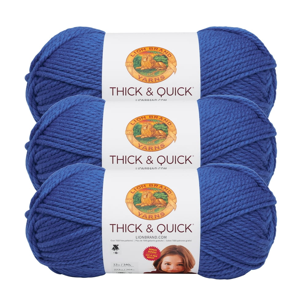 Lion Brand Yarn Thick & Quick Bonus Bundle Royal Basic Super Bulky