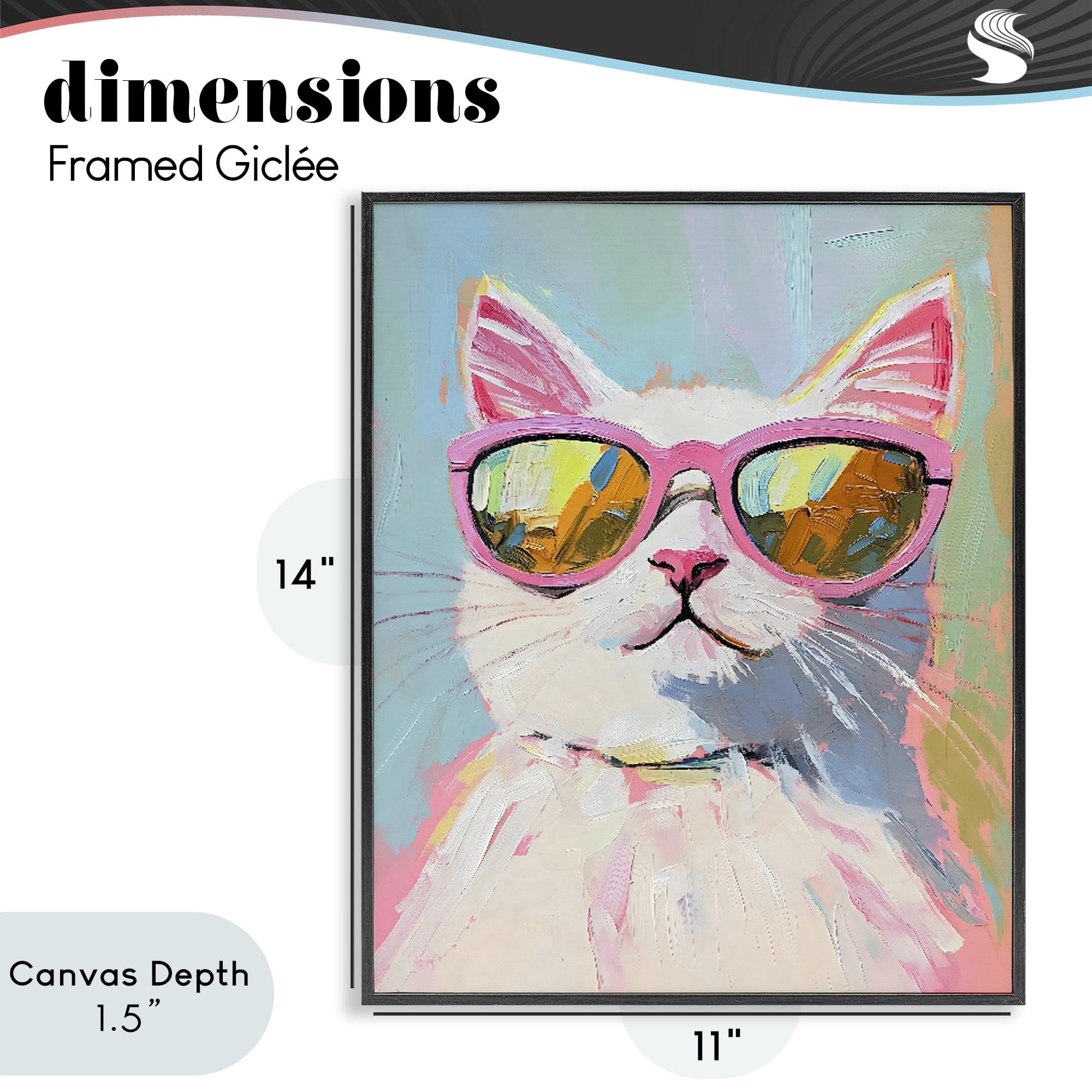 Stupell Industries Cool Cat in Sunglasses Black Framed Giclee Art, design by The Prints Vibe