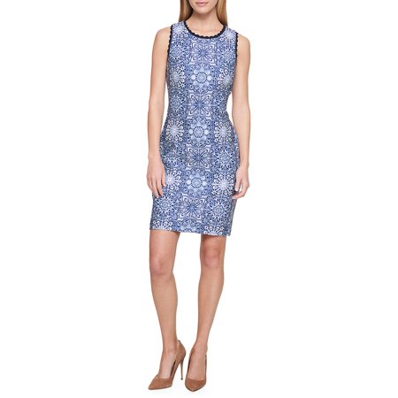 Best Etched Mandala Scuba Sheath Dress deal
