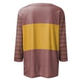 thumbnail image 5 of Qcmgmg Womens Tunic Tops 3/4 Sleeve Color Block Crew Neck Tops Three Quarter Length Loose Fit Shirts Casual 2024 Summer Blouse Yellow M, 5 of 5