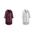 thumbnail image 1 of (2-Pack) Rinsvye Linen Pure Color Collar Button Long Sleeve Shirt Women Casual Lady Look Business Attire, 1 of 4