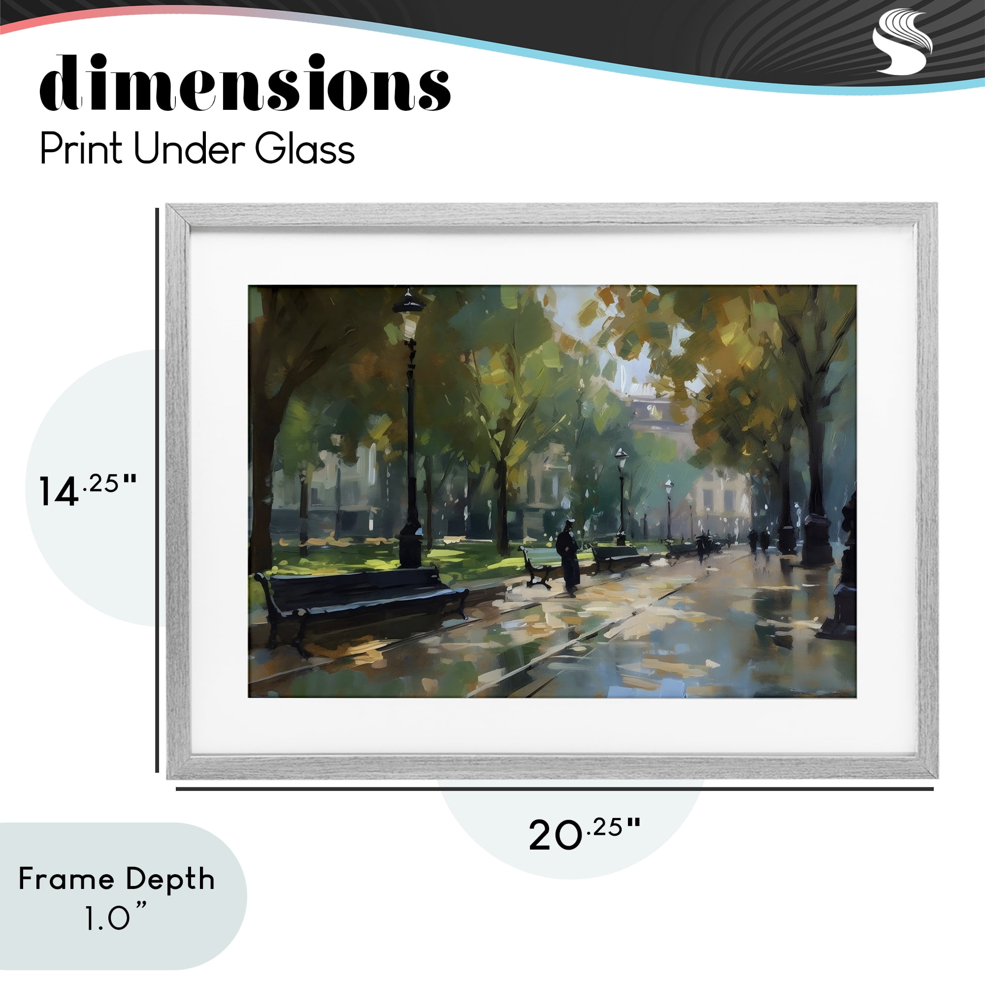 Stupell Industries Park Promenade on Rainy Day Gray Framed Print Under Glass, design by Creative Studio