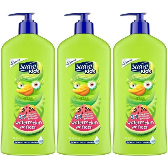 Suave Kids 3-in-1 Shampoo Conditioner & Body Wash Wacky Melon (Pack of 8)
