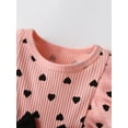 thumbnail image 2 of Newborn Baby Girl Long Sleeve Heart Shaped Ruffle Romper and Headband Outfit Set Pink, 2 of 6