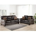 thumbnail image 4 of Benjara 2 Pc Sofa and Loveseat Set- Espresso Brown Faux Leather- Nailhead Trim, 4 of 5