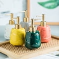 thumbnail image 3 of Ceramic Hand Soap Dispenser, Bathroom Countertop Lotion Dispensers with Pump, Refillable Liquid Dispenser Leak-Proof Shampoo Dispenser for Bathroom/Kitchen/Hotel/Office (10.1Oz Yellow), 3 of 6