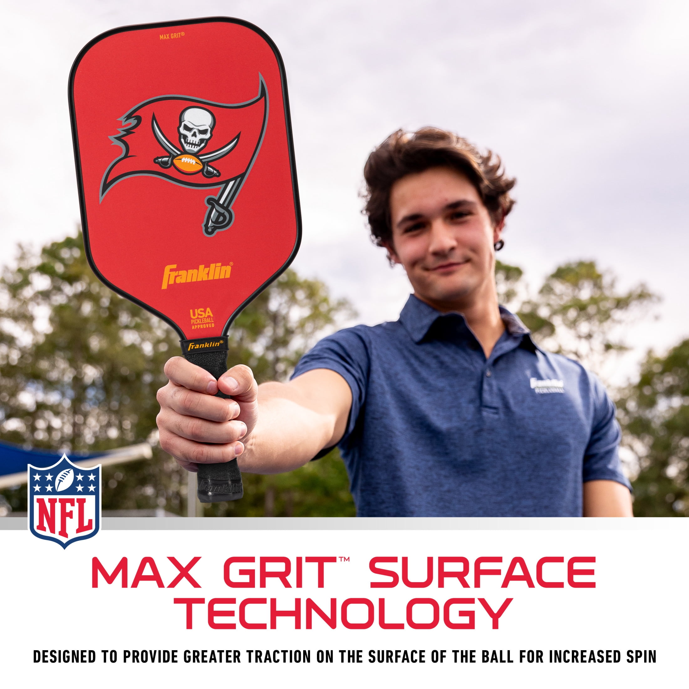 Franklin Sports NFL Tampa Bay Bucs Pickleball Paddle - Official NFL Team Pickleball Paddles - USAP (USAPA) Approved Premium Quality Pickleball Paddles - Authentic Team Logos + Colors