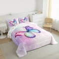thumbnail image 3 of Manfei Dreamy Butterfly Child Bedding Comforter Set, Pink Watercolor Art Twin Comforter Sets, Romantic Anniversary Reversible Bedding Set, Luxury Bedroom Decor, 2 Pieces, 3 of 8