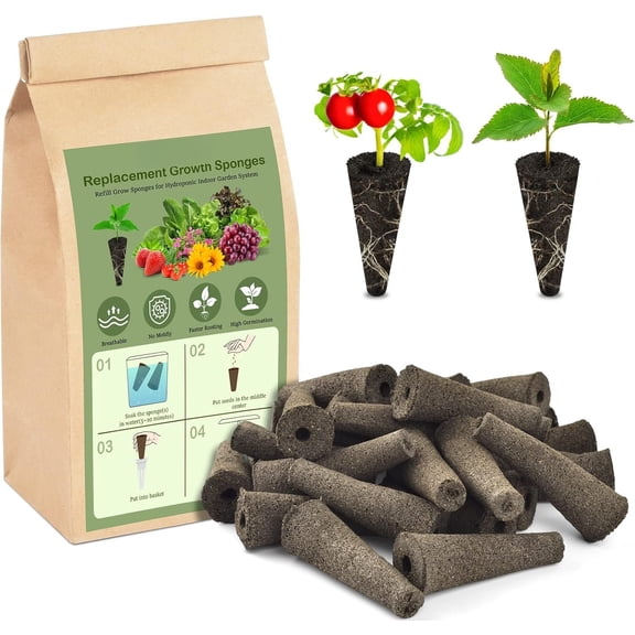 30 Pack Grow Sponges Compatible with AeroGarden, Refill Grow Sponge for Hydroponic Indoor Garden System