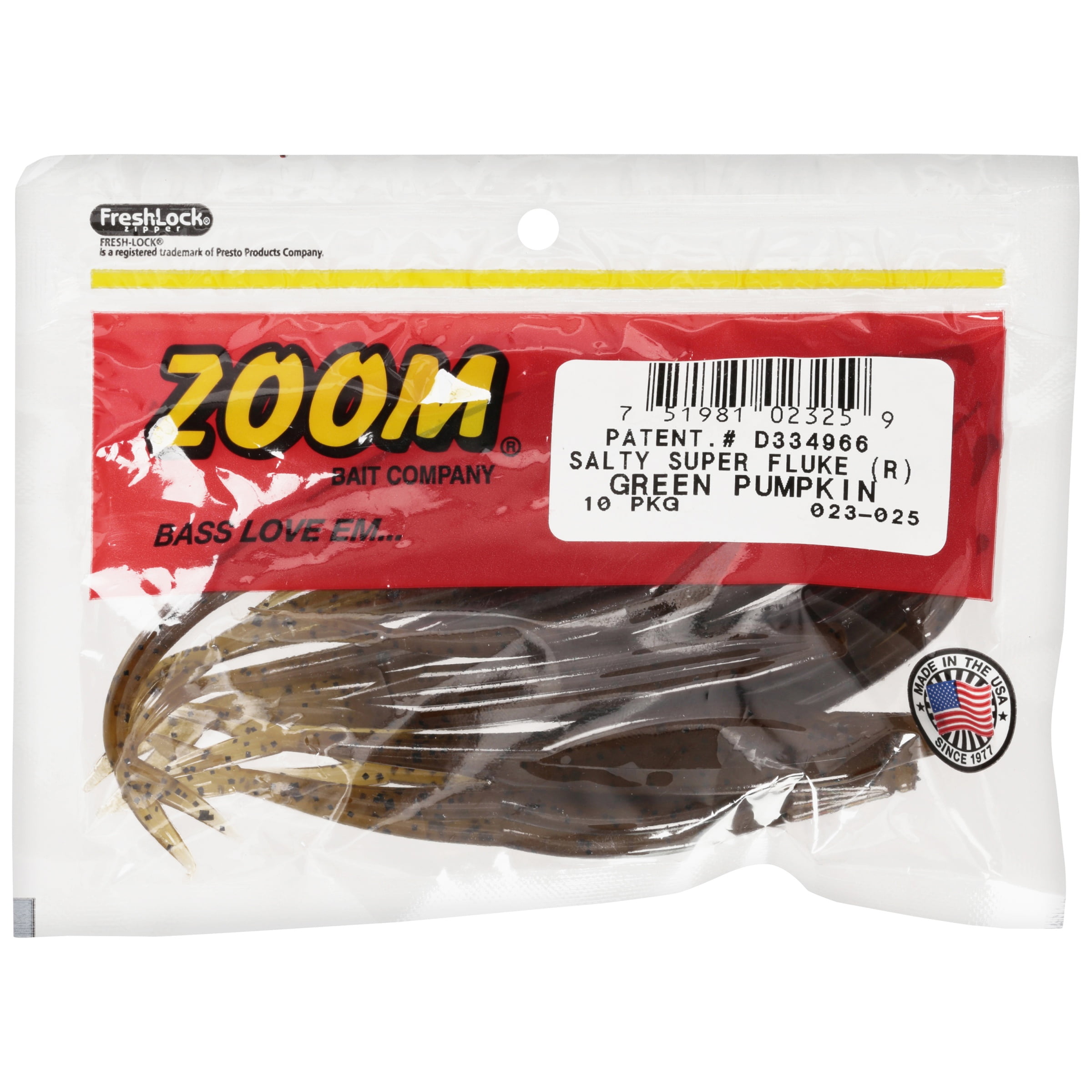 Zoom Super Fluke 5'' Green Pumpkin 10pk - Walmart.com