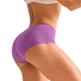 thumbnail image 3 of AWZXDE Panties For Women 1 Piece Patchwork Color Underwear Bikini Solid V Waist High Rise Knickers Plus Size Purple，L, 3 of 6