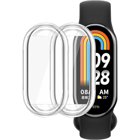 WUWOCJ 2-Pack Soft TPU Case Compatible with Xiaomi Mi Band 8,All-Around Protective Case Cover Bumper Frame (Clear/Clear)
