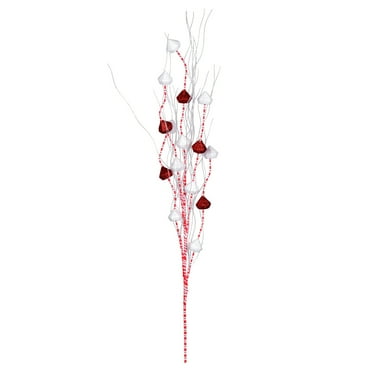 Vickerman Red/White Glitter Ball Curly Artificial Christmas Spray. Includes 6 sprays per pack.