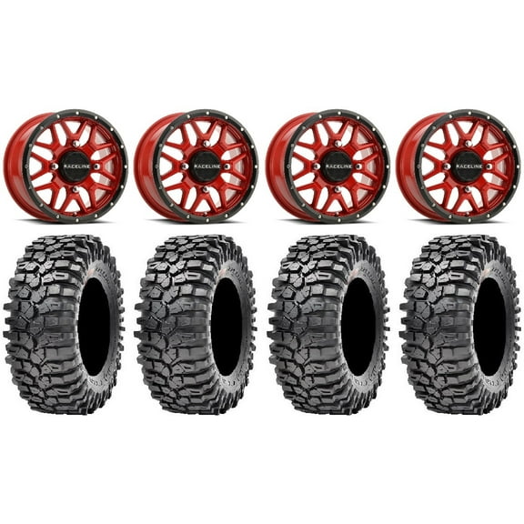 Raceline Krank 15" Wheels Red 32" Roxxzilla Tires Polaris RZR XP 1000 / PRO XP / Ranger XP 900/1000