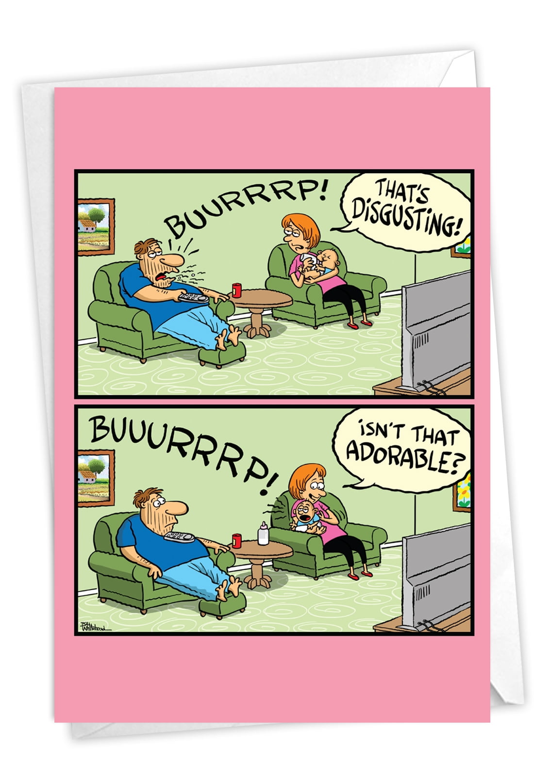 Funny Newborn Baby Greeting Card - New Parents Humor, Notecard C3640BBG