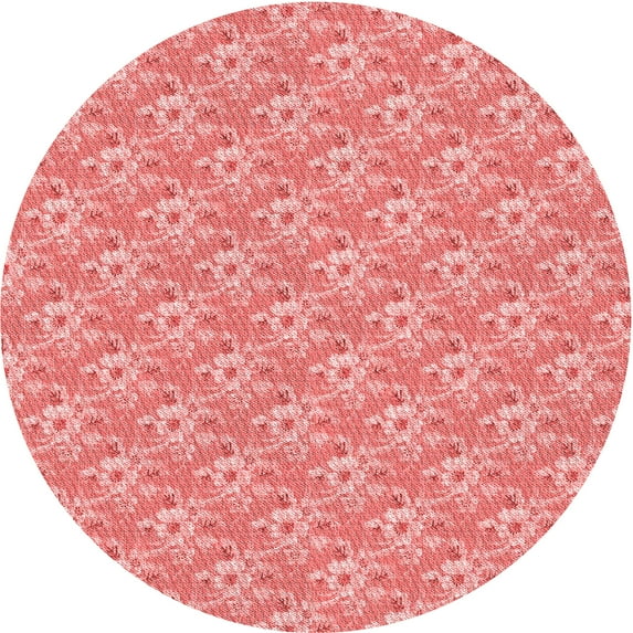 Ahgly Company Indoor Round Patterned Pastel Pink Area Rugs, 5' Round