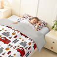 thumbnail image 4 of Castle Fairy Cartoon Truck Twin Comforter Sets 3-Piece for Kids,Flame Print Bedding Set for Bedroom,Red White,Grey Reversible, 4 of 6