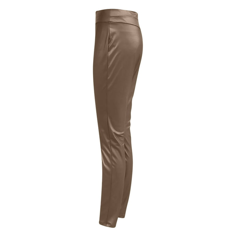 Faux Leather Leggings for Women Trendy High Waisted Skinny Solid Color  Pants Butt Lifting Metallic Comfy Ladies Tights