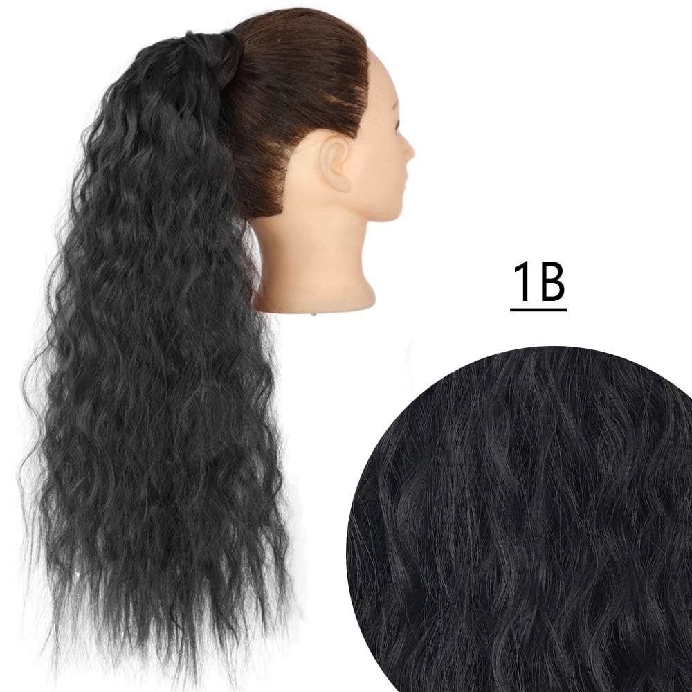 Synthetic Long Corn Curly Ponytail Wrap Around Pony Tail Clip in Hair Extensions Natural Hairpiece Headwear Hair Brown Black