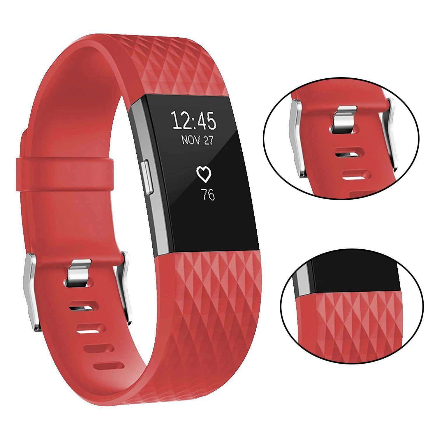 Band Compatible with Fitbit Charge 2 Band Soft TPU Adjustable Fitness Sport 