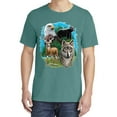 thumbnail image 2 of Wild Bobby, Eagle Bear Deer and Wolf, Animal Lover, Garment-Dyed Washed Look Short Sleeve T-Shirt, Emerald, Small, 2 of 3