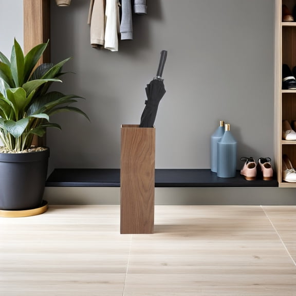 KONTONTY Wooden Umbrella Stand in Coffee Finish, Indoor Holder for Home, Office, Restaurant, and Hotel Use