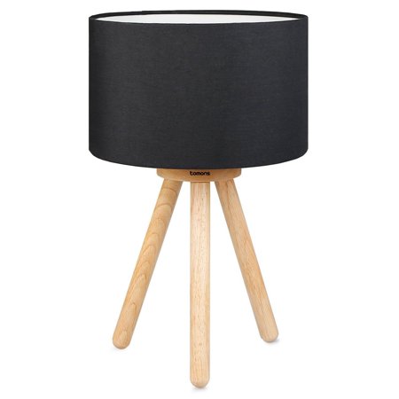 

Tomons Wood Tripod Bedside Lamp Simple Design with Soft Light for Bedroom Black