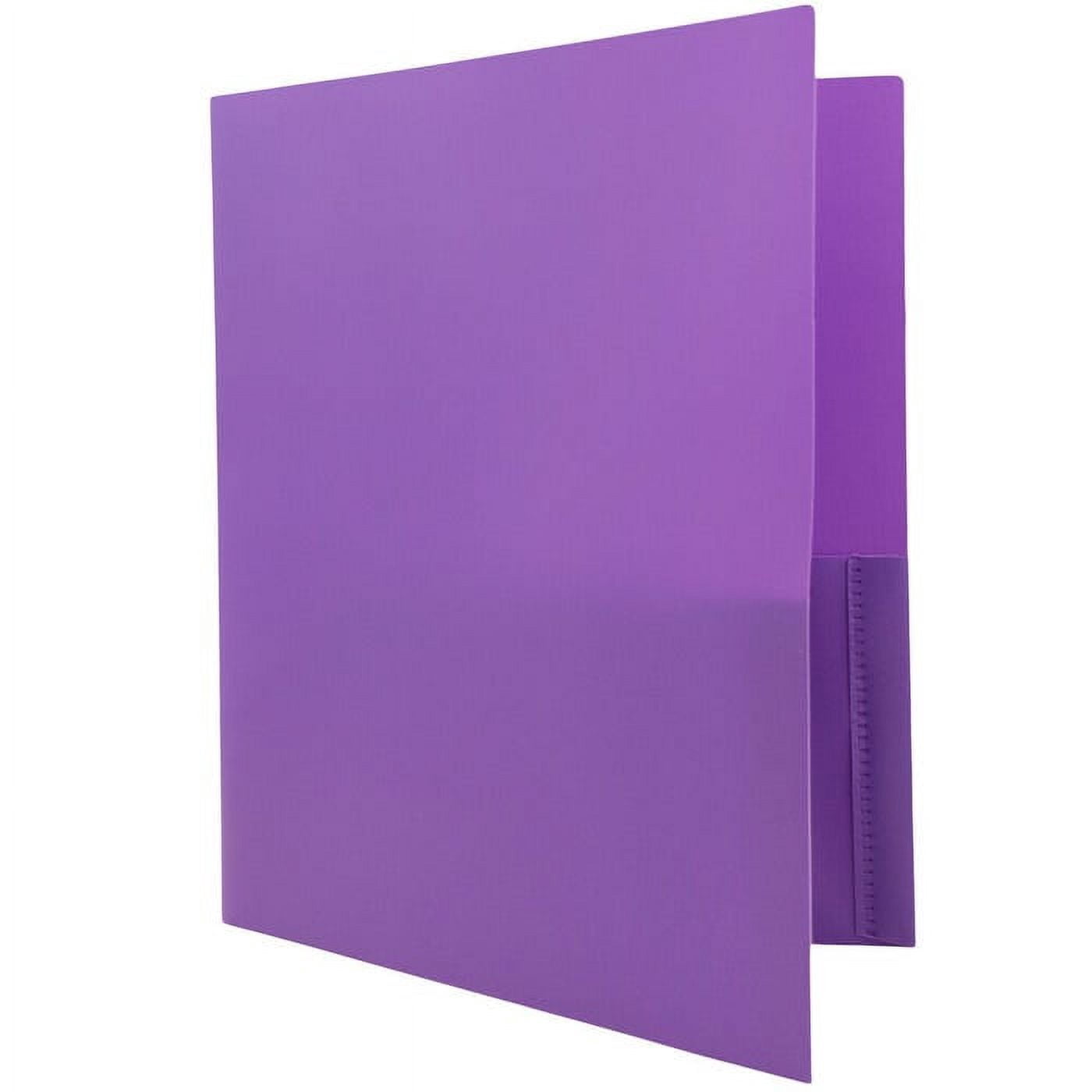 JAM Paper Medium Weight Plastic School Folder with Clasps, Purple, 6/Pack