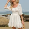 thumbnail image 2 of Vestido De Manga Abullonada, Con Volantes, Suave, Elástico, Ligero, Con Lazo En La Espalda, Minivestido Vintage Para Mujer Para El Verano ANGGREK Otros, 2 of 5