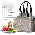 thumbnail image 4 of Boho Bohemia Geometric Line Art Drawstring Lunch Bag Women - Drawstring Lunch Bag Insulated for Work Office - Stain-Resistant Large Lunchbags for Women with Multi-Pockets, 4 of 6