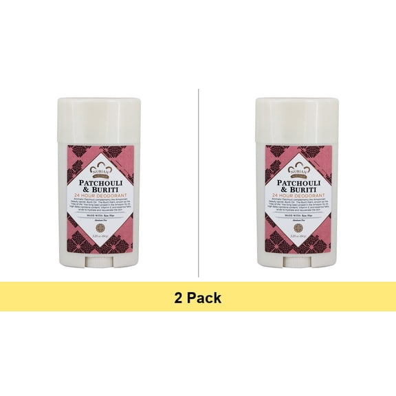 Nubian Heritage Patchouli and Buriti 24 Hour Deodorant Stick, 2.25 Oz - 2 Pack