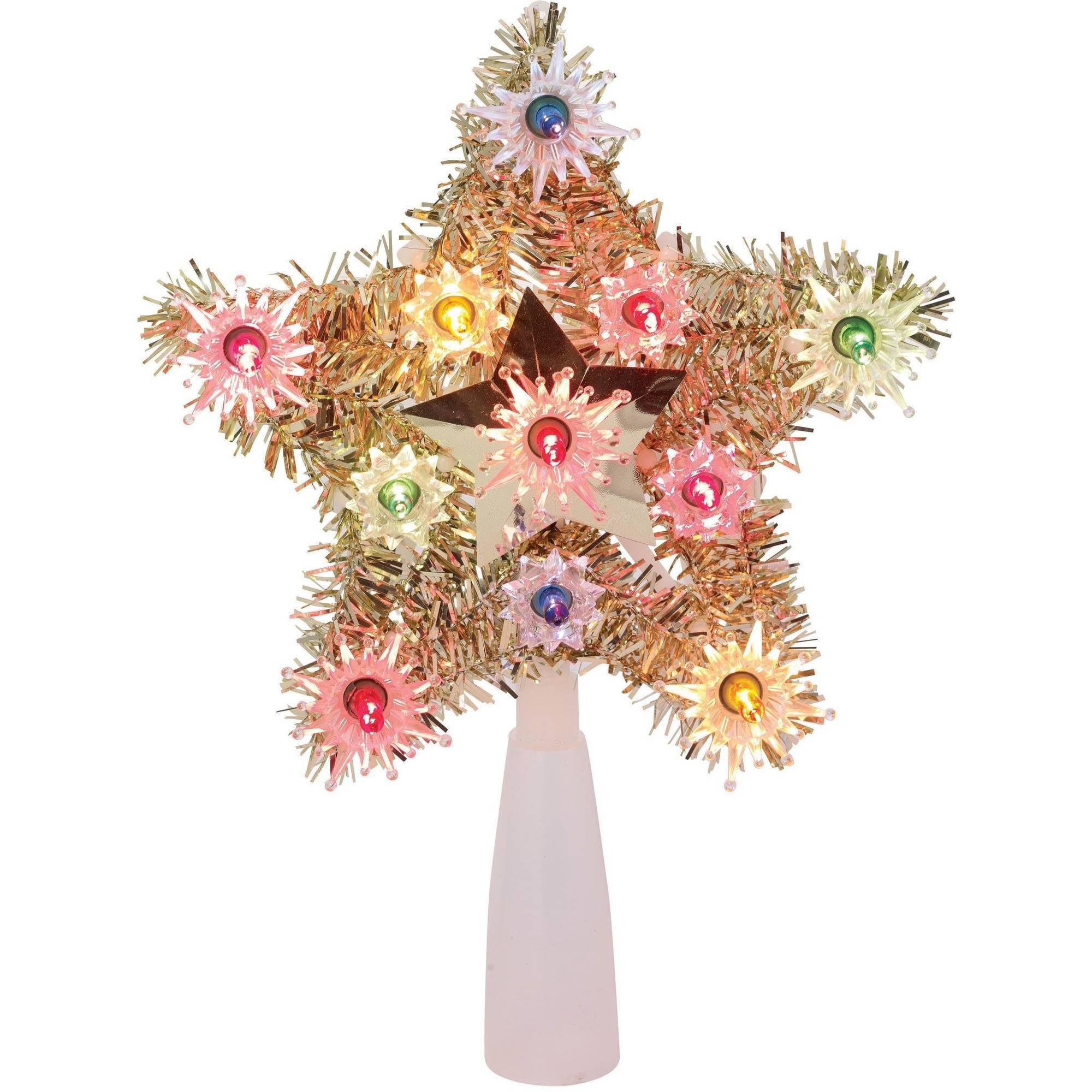 Holiday Time Christmas Ornaments 6" 11 UL Gold Tinsel Star Tree Topper ...