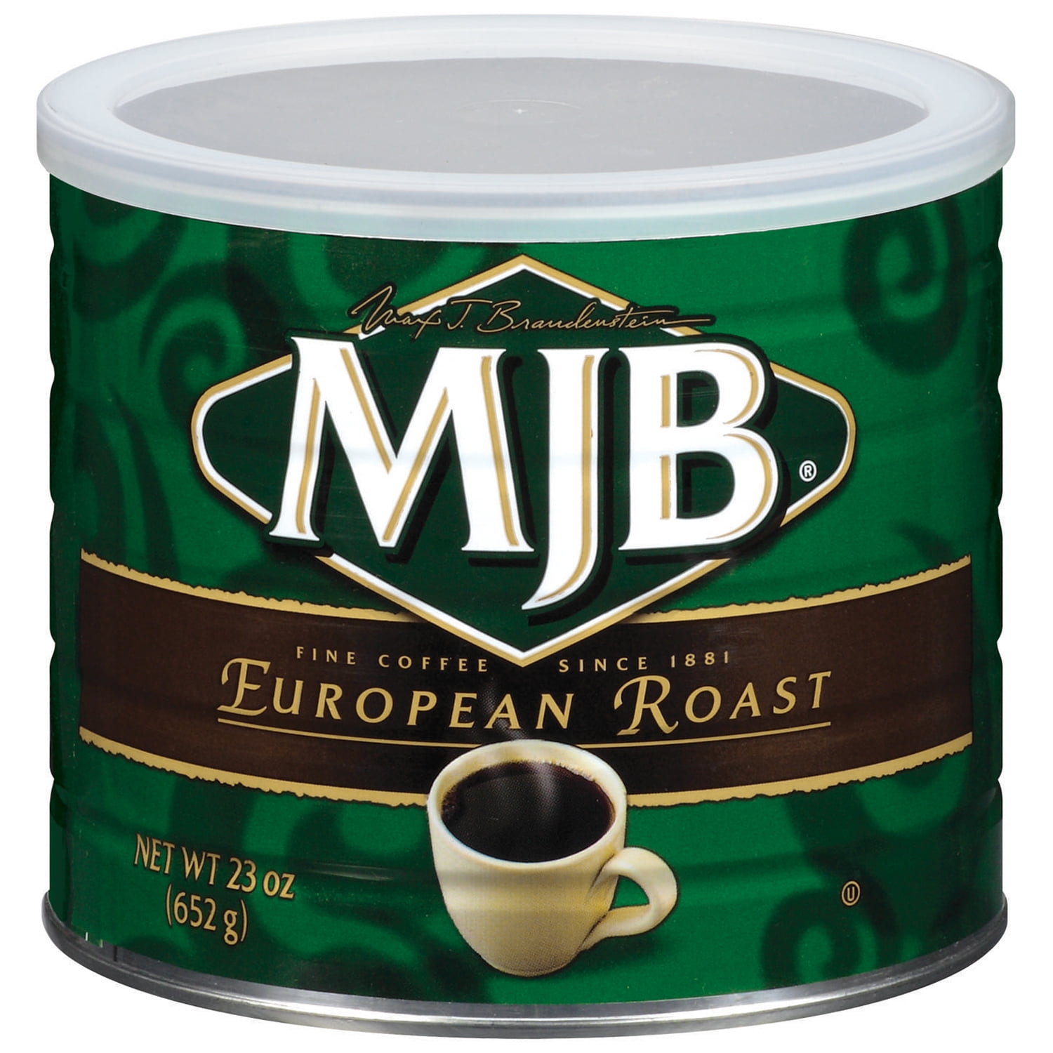 MJB European Ground Coffee, Dark Roast, 23 Ounce Can