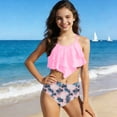 thumbnail image 2 of Tauxra Girls Tankini Sets 2 Piece for Women Swimsuits for Women Split Color Tankini Set with Print and Ruffle Hem, Summer Beach Bathing Suits, 2 of 7