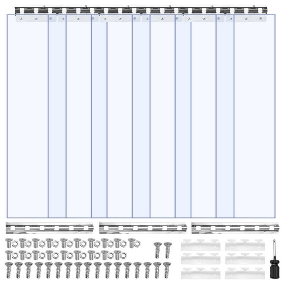 VEVOR Clear PVC Strip Curtain, 80 in Height x 36 in Width x 0.08 in Thickness, 6 PCS Walk in Freezer Cooler Curtain Strips,Smooth Waterproof Plastic Door Strips for Warehouse,Freezer,Garage Doors