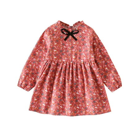 

Toddler Girl s Floral Print Zipper Long Sleeve Dress Fashion Dresses for Toddler Girl Clothes Girls 6t Retro Dress for Toddlers Pageant Dresses Girl Ruffle Dress Girls Striped Shirt Dress Size 6 Entry